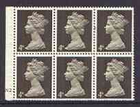 Great Britain 1967-70 Machin 4d sepia (two band) booklet pane of 6 with cyl no N2, reasonable perfs, stamps on , stamps on  stamps on booklet pane - great britain 1967-70 machin 4d sepia (two band) booklet pane of 6 with cyl no n2, stamps on  stamps on  reasonable perfs