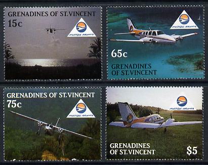 St Vincent - Grenadines 1988 Mustique Airways set of 4 unmounted mint SG 559-62, stamps on aviation
