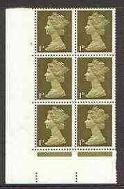 Great Britain 1967-70 Machin 1d cylinder block of 6 (Cyl 4 no dot) unmounted mint, stamps on , stamps on  stamps on great britain 1967-70 machin 1d cylinder block of 6 (cyl 4 no dot) unmounted mint