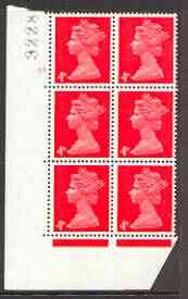 Great Britain 1967-70 Machin 4d vermilion cylinder block of 6 (Cyl 17 no dot) unmounted mint, stamps on , stamps on  stamps on great britain 1967-70 machin 4d vermilion cylinder block of 6 (cyl 17 no dot) unmounted mint