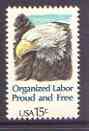 United States 1980 Organised Labour (Bald Eagle) unmounted mint SG 1804*, stamps on birds, stamps on birds of prey, stamps on eagles