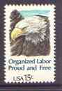 United States 1980 Organised Labour (Bald Eagle) unmounted mint SG 1804*, stamps on , stamps on  stamps on birds, stamps on  stamps on birds of prey, stamps on  stamps on eagles