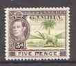 Gambia 1938-46 KG6 Elephant & Palm 5d unmounted mint, SG 154a*, stamps on elephants, stamps on animals, stamps on  kg6 , stamps on trees