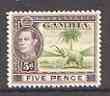 Gambia 1938-46 KG6 Elephant & Palm 5d unmounted mint, SG 154a*, stamps on , stamps on  stamps on elephants, stamps on  stamps on animals, stamps on  stamps on  kg6 , stamps on  stamps on trees