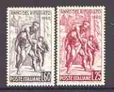 Italy 1960 World Refugee Year (Fire in the Borgo) set of 2 unmounted mint, SG 1015-16*, stamps on , stamps on  stamps on fire, stamps on  stamps on refugees, stamps on  stamps on raphael, stamps on  stamps on nudes