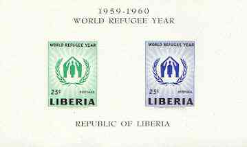 Liberia 1960 World Refugee Year imperf m/sheet unmounted mint, SG MS 829, stamps on refugees, stamps on 