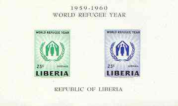 Liberia 1960 World Refugee Year imperf m/sheet unmounted mint, SG MS 829, stamps on , stamps on  stamps on refugees, stamps on 