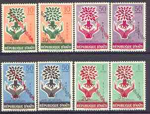 Haiti 1961 Education Campaign opts on World Refugee Year set of 8 unmounted mint, SG 700-707*, stamps on , stamps on  stamps on refugees, stamps on trees, stamps on education