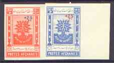 Afghanistan 1960 World Refugee Year surcharged set of 2 (imperf) unmounted mint as SG 485-6*, stamps on trees, stamps on refugees