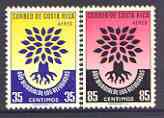 Costa Rica 1960 World Refugee Year set of 2 unmounted mint, SG 586-87*