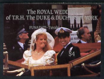 Tuvalu - Funafuti 1986 Royal Wedding (Andrew & Fergie) $4 imperforate m/sheet unmounted mint, stamps on royalty, stamps on andrew, stamps on fergie, stamps on police