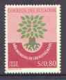 Ecuador 1960 World Refugee Year 80c unmounted mint, SG 1154*, stamps on refugees, stamps on trees