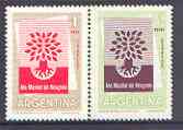 Argentine Republic 1960 World Refugee Year set of 2 unmounted mint, SG 969-70*, stamps on refugees, stamps on trees