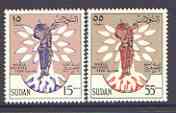 Sudan 1960 World Refugee Year set of 2 unmounted mint, SG 153-54*, stamps on , stamps on  stamps on refugees, stamps on trees