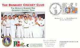 Great Britain 1999 The Bunbury Cricket Club (v Norma Major's XI) illustrated cover with special 'Cricket' cancel, stamps on , stamps on  stamps on sport, stamps on  stamps on cricket, stamps on  stamps on  tea , stamps on  stamps on drink