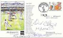 Great Britain 1998 Old England XI (v Neath CC) illustrated cover with special Cricket cancel, signed by David Steele, Pasty Harris, John Lever and Robin Hobbs, stamps on sport, stamps on cricket