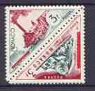 Monaco 1956 Postage Due 3f Triangular (Early & Modern Steam Locos) overprinted for Postage se-tenant pair unmounted mint, SG 557-58, stamps on triangulars, stamps on railways, stamps on postage due