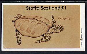 Staffa 1982 Prehistoric Marine Life (Archelon) imperf souvenir sheet (£1 value) unmounted mint, stamps on animals, stamps on dinosaurs, stamps on mammals, stamps on marine life, stamps on turtles
