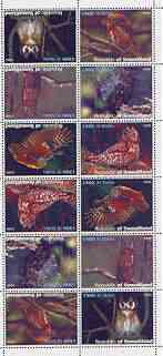 Somaliland 1999 Owls perf sheetlet of 12 values containing 2 sets of 6 arranged tete-beche unmounted mint, stamps on , stamps on  stamps on birds, stamps on  stamps on birds of prey, stamps on  stamps on owls