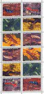 Somaliland 1999 Insects perf sheetlet of 12 values containing 2 sets of 6 arranged tete-beche unmounted mint, stamps on , stamps on  stamps on insects