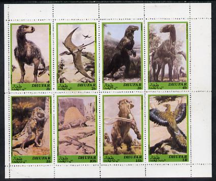 Dhufar 1980 Prehistoric Animals perf set of 8 values unmounted mint, stamps on , stamps on  stamps on animals  dinosaurs