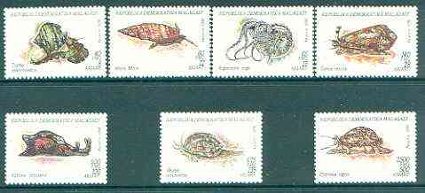 Madagascar 1993 Molluscs complete set of 7 unmounted mint, SG 1100-06*, stamps on , stamps on  stamps on shells, stamps on marine life