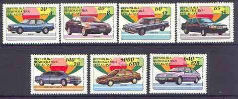 Madagascar 1993 Cars perf set of 7 unmounted mint  SG 947-53*, stamps on , stamps on  stamps on cars, stamps on volvo, stamps on cadillac, stamps on  stamps on mercedes, stamps on ford, stamps on honda, stamps on toyota, stamps on bmw