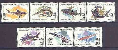 Madagascar 1993 Sharks perf set of 7 unmounted mint SG 1108-14*, stamps on fish, stamps on sharks