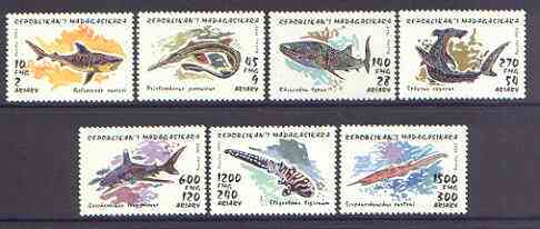 Madagascar 1993 Sharks perf set of 7 unmounted mint SG 1108-14*, stamps on , stamps on  stamps on fish, stamps on sharks