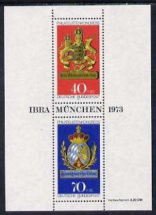 Germany - West 1973 IBRA Stamp Exhibition - Posthouse Signs perf m/sheet unmounted mint SG MS 1660, stamps on arms, stamps on heraldry, stamps on stamp exhibitions