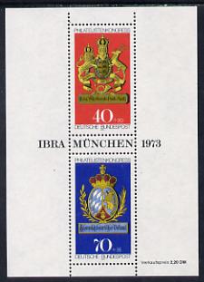 Germany - West 1973 IBRA Stamp Exhibition - Posthouse Signs perf m/sheet unmounted mint SG MS 1660, stamps on , stamps on  stamps on arms, stamps on  stamps on heraldry, stamps on  stamps on stamp exhibitions
