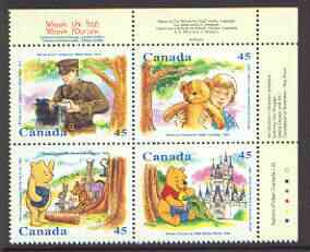 Booklet - Canada 1996 Winnie the Pooh se-tenant block of 4 SG 1701-04 (Double sheetlet of 16 used as cover for Winnie the Pooh booklet available, price x 4)