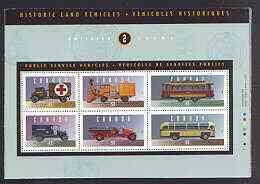 Canada 1994 Historic Automobiles (2nd series) perf m/sheet in special presentation pack, SG MS 1611, stamps on , stamps on  stamps on transport, stamps on  stamps on trams, stamps on  stamps on fire, stamps on  stamps on ambulances, stamps on  stamps on police, stamps on  stamps on buses