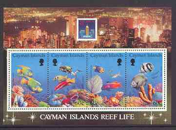 Cayman Islands 1994 Hong Kong '94 Stamp Exhibition  (Reef Life) m/sheet unmounted mint SG MS 773, stamps on , stamps on  stamps on stamp exhibitions, stamps on  stamps on shells, stamps on  stamps on marine life, stamps on  stamps on fish, stamps on  stamps on scuba, stamps on  stamps on coral