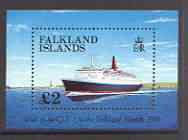 Falkland Islands 1993 Visit of QE2 perf m/sheet unmounted mint, SG MS 675, stamps on , stamps on  stamps on ships, stamps on qe2, stamps on lighthouses, stamps on  stamps on scots, stamps on  stamps on scotland