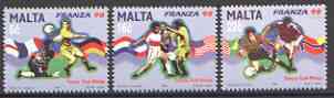 Malta 1998 Football World Cup Championships set of 3 unmounted mint, SG 1081-83, stamps on , stamps on  stamps on football, stamps on  stamps on sport