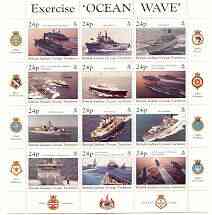 British Indian Ocean Territory 1997 Ocean Wave sheetlet containing set of 12, unmounted mint SG 202a, stamps on ships, stamps on flat tops, stamps on oceans, stamps on badges