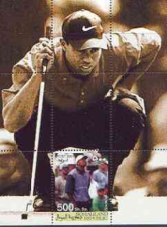 Somaliland 2001 Tiger Woods perf m/sheet #06 (500s value) unmounted mint, stamps on sport, stamps on golf
