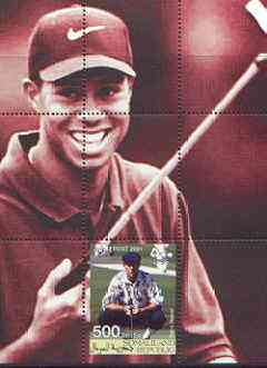Somaliland 2001 Tiger Woods (& Payne Stewart) perf m/sheet #07 (500s value) unmounted mint, stamps on sport, stamps on golf