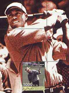 Somaliland 2001 Tiger Woods (& Greg Norman) perf m/sheet #09 (1000s value) unmounted mint, stamps on sport, stamps on golf