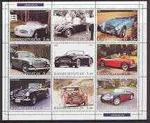 Bashkortostan 2000 Austin Healey Cars perf sheetlet containing set of 9 values unmounted mint, stamps on , stamps on  stamps on cars, stamps on ausatin healey