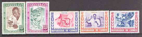 Guinea - Conakry 1960 National Health set of 5 unmounted mint, SG 236-40*, stamps on , stamps on  stamps on medical, stamps on optics, stamps on eyes, stamps on blind, stamps on microscopes, stamps on timber