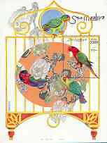 Somalia 1999 Parrots #01 perf m/sheet unmounted mint, stamps on birds, stamps on parrots