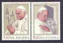 Poland 1979 Visit of Pope John Paul II set of 2 unmounted mint, SG 2616-17*, stamps on , stamps on  stamps on pope, stamps on personalities, stamps on religion