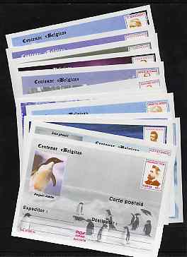 Rumania 1998 Centenary of 'Belgica' Antarctic Expedition complete set of 20 illustrated postal stationery cards, each showing a Polar Explorer, unused and pristine, stamps on , stamps on  stamps on polar, stamps on explorers:penguins, stamps on ships