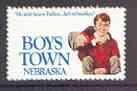 Cinderella - United States 1990 Boys Town, Nebraska fine mint label showing Boy Carrying Another (with blue text and undated), stamps on cinderellas, stamps on 