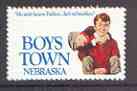 Cinderella - United States 1990 Boys Town, Nebraska fine mint label showing Boy Carrying Another (with blue text and undated), stamps on cinderellas, stamps on 