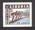 Liberia 1955 Swimming 12c imperf proof in brown and blue printed on ungummed magazine paper, as SG 760, stamps on , stamps on  stamps on sport, stamps on swimming