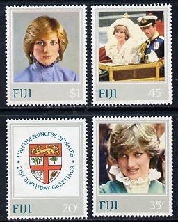 Fiji 1982 21st Birthday of Princess of Wales perf set of 4 unmounted mint, SG 640-3, stamps on , stamps on  stamps on royalty, stamps on  stamps on diana, stamps on  stamps on arms, stamps on  stamps on heraldry