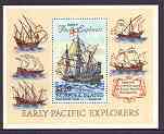 Norfolk Island 1994 Pacific Explorers m/sheet (Golden Hind) unmounted mint SG MS 574, stamps on ships, stamps on explorers, stamps on maps, stamps on drake